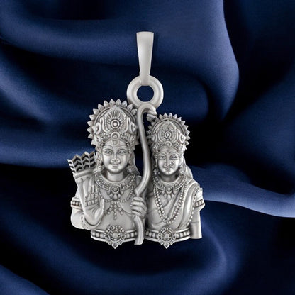 Sterling Silver (92.5% purity) Ram and Maa Sita Pendant for Men & Women Pure Silver Locket