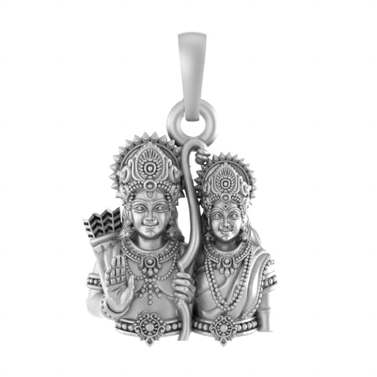 Divine Blessings: Ram Sita Blessing Pendant (92.5% purity) Ram Seeta Pendant for Men & Women Pure Silver Locket