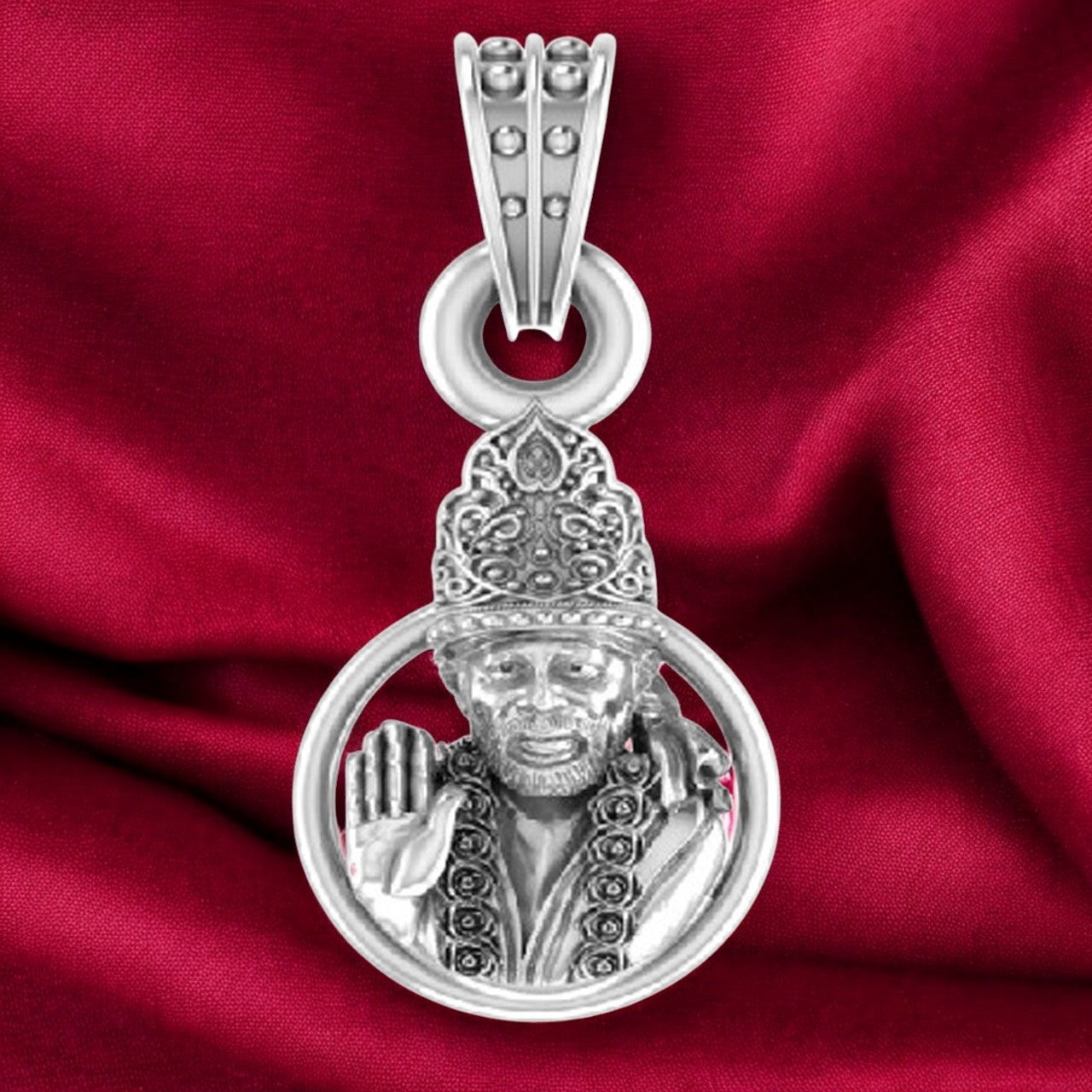 Wear Sai Baba's Blessings: Spiritual Pendant for Peace (92.5% purity) Sai Ram Pendant for Men & Women Pure Silver Locket