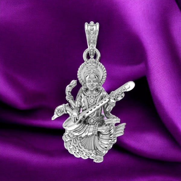 Sterling Silver (92.5% purity) Saraswati Pendant for Men & Women Pure Silver Locket
