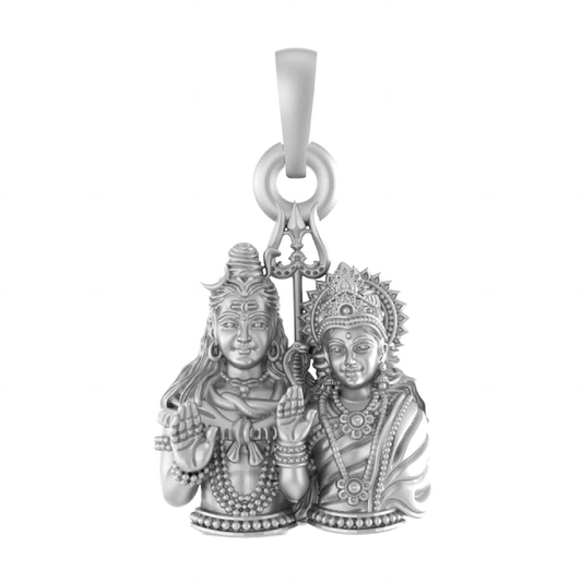 Shiv Parvati Pendant: A Symbol of Eternal Blessings & Harmony (92.5% purity) Shiva Pendant for Men & Women Pure Silver Locket