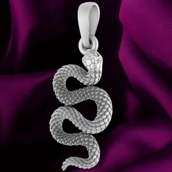 Sterling Silver (92.5% purity) Symbol of devotion Snake Pendant (Big Size) for Men & Women Pure Silver Snake Locket (Big Size) to represent devotion towards god
