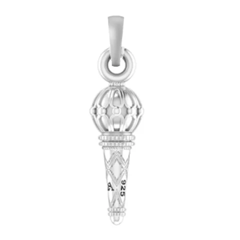 92.5% Pure Sterling Silver God Bajrang Bali Gada Pendant (Big size) - Symbol of Devotion: Hanuman's Sacred Gada