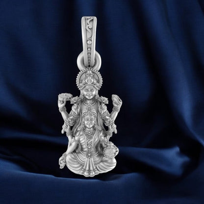 Blessings in Silver - Vishnu & Luxmi Sacred Pendant92.5% Pure God Vishnu Laxmi (Big Size) Pendant for Men & Women