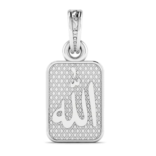 Rectangle Shape Muslim Kareem Symbol Pure Silver Spiritual Islamic Pendant for Good Luck & Ethnic