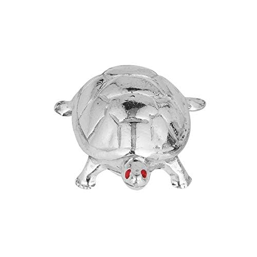 Pure Silver Solid Tortoise in Oxidized Finish for Home, Temple, Divine God Idol for Pooja Room, Good Luck Gift & Decoration - 8 Grams