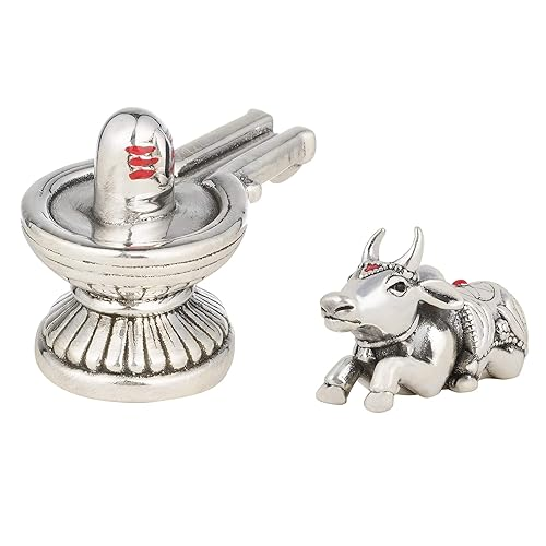 Combo of 999 Pure Silver Lord Shivji Shivling (9 to 11 Grams) & Nandi Maharaj (10 Grams)