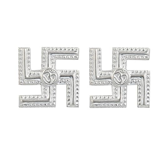 925 Pure Silver Pair of Swastik | Sathiya For Puja Temple | Swastika Wall Hanging | Religious Positive Sign for Vastu, Good Luck and Prosperity