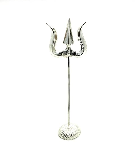 Unisex-Adult 925 Sterling Silver Mahadev Shiva Trishul/Durga Astra In Glossy Finish - Big Size
