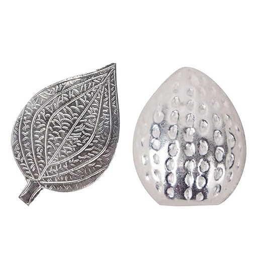 925 Pure Silver Combo of One Paan Ka Patta, One Supari for Home Decor, Pooja, Gift Purpose & Donation