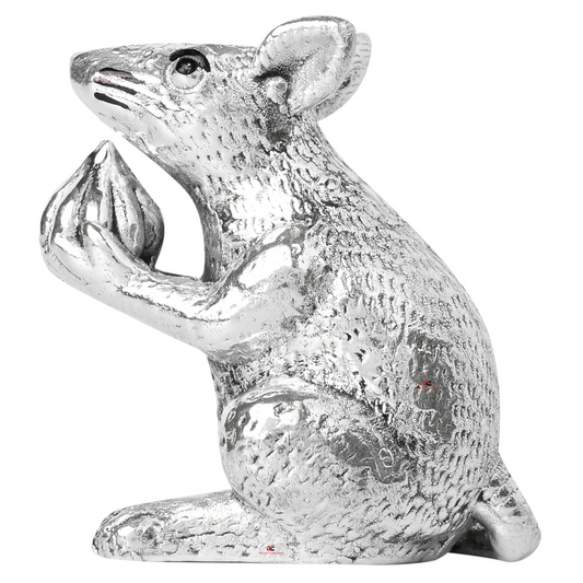 999 Pure Silver Mouse/Mushak Ji/Ganeshji ki Sawaari Idol Statue for Mandir, Home Decor, Pooja and Gifting Purpose - 10 Grams