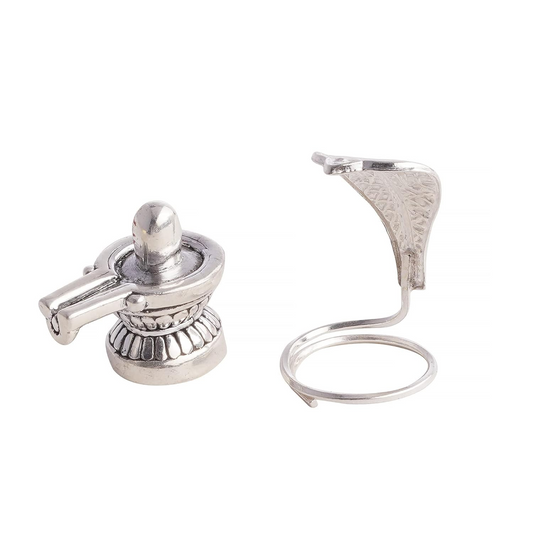 Combo of 999 Pure Silver Mahakal Shivling & 925 Nag/Snake for Pooja, Mandir Decor, Home Decor and Gifting Purpose -Small Size