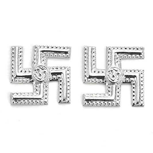 925 Pure Silver Pair of Swastik, Sathiya For Puja Temple, Swastika Wall Hanging, Religious Positive Sign for Vastu, Good Luck and Prosperity