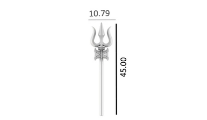 Sterling Silver (92.5% purity) Trishul, Pure Silver shiva Trishul for worship