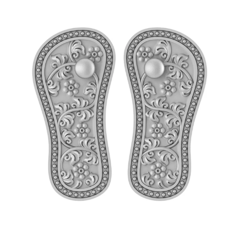Sterling Silver (92.5% purity) God Laxmi charan Paduka, Pure Silver Maa Lakshmi charan Paduka for wealth and prosperity