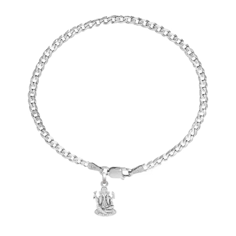 92.5% pure Sterling Silver Curb Designer Bracelet with Charm Ganesh for Men & Boys