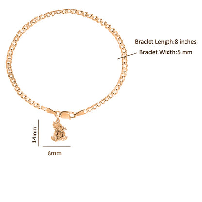 22KT gold plated 92.5% pure Sterling Silver Curb Designer Bracelet with Charm Ganesh for Men & Boys