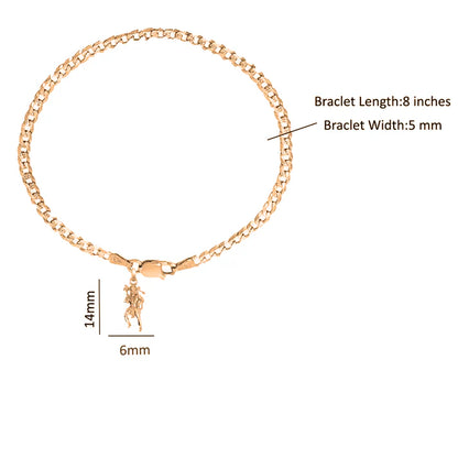 22KT gold plated 92.5% pure Sterling Silver Curb Designer Bracelet with Charm Hanuman ji for Men & Boys