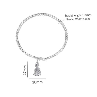 92.5% pure Sterling Silver Curb Designer Bracelet with Charm Hanuman for Men & Boys