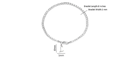 92.5% pure Sterling Silver Curb Designer Bracelet with L Alphabet for Men