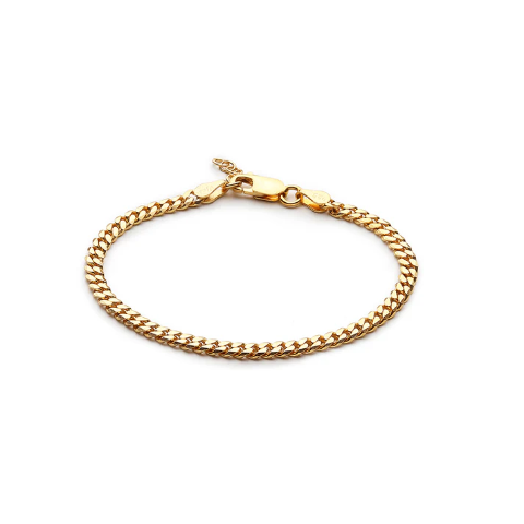 22 KT gold plated Sterling Silver (92.5% purity) Stylish and Fashionable Curb Bracelet for Girls and Women pure silver Bracelet