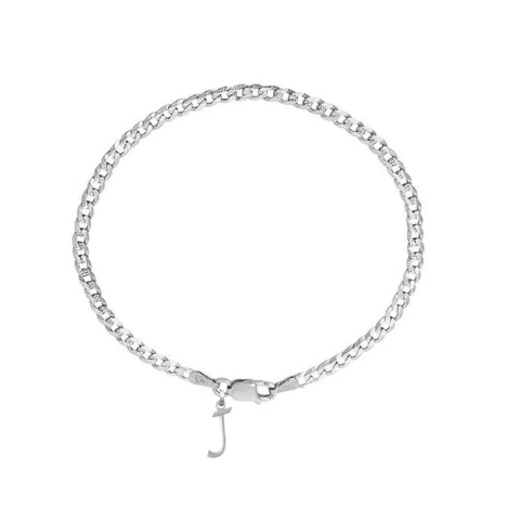 92.5% pure Sterling Silver Curb Designer Bracelet with J Alphabet for Men