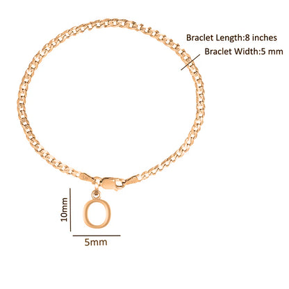 22KT gold plated 92.5% pure Sterling Silver Curb Designer Bracelet with O Alphabet for Men