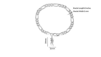 92.5% pure Sterling Silver Figaro Designer Bracelet with Charm Hanuman for Men