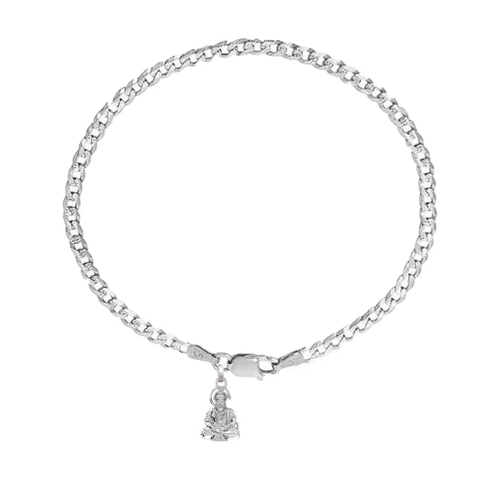 92.5% pure Sterling Silver Curb Designer Bracelet with Charm Hanuman for Men & Boys