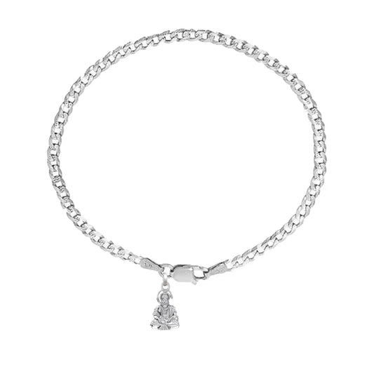 92.5% pure Sterling Silver Curb Designer Bracelet with Charm Hanuman for Men & Boys