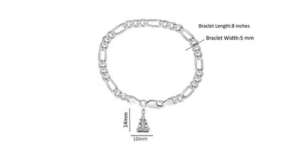 92.5% pure Sterling Silver Figaro Designer Bracelet with Charm Shiva for Men & Boys