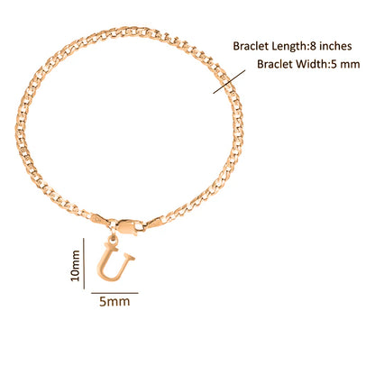 22KT gold plated 92.5% pure Sterling Silver Curb Designer Bracelet with U Alphabet for Men