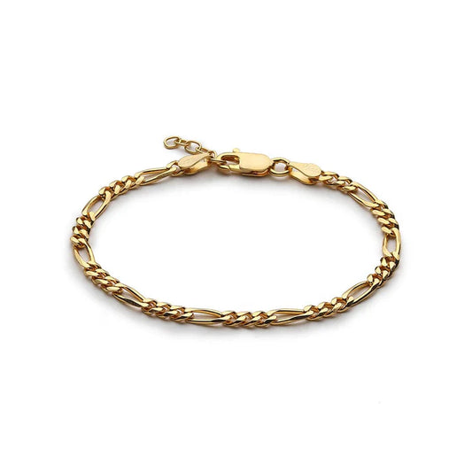 22 CT Gold Plated Silver (92.5% purity) Stylish and Fashionable Figaro Bracelet