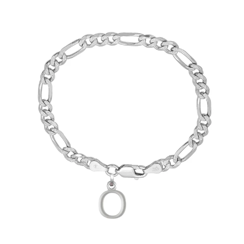 92.5% pure Sterling Silver Figaro Designer Bracelet with O Alphabet for Men