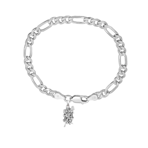 92.5% pure Sterling Silver Figaro Designer Bracelet with Charm Hanuman for Men