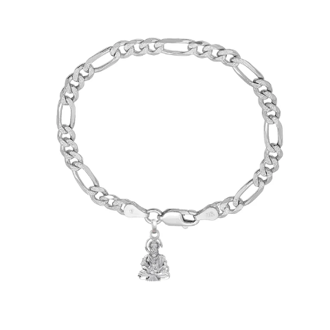 92.5% pure Sterling Silver Figaro Designer Bracelet with Charm Hanuman for Men