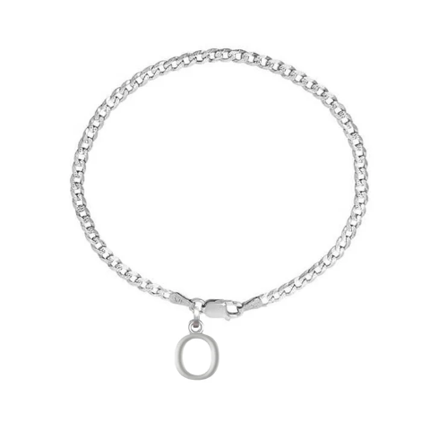 92.5% pure Sterling Silver Curb Designer Bracelet with O Alphabet for Men