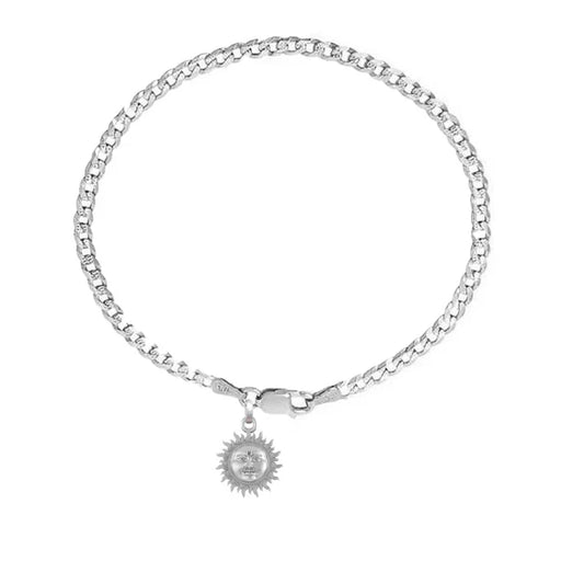 92.5% pure Sterling Silver Curb Designer Bracelet with Charm Surya for Men & Boys