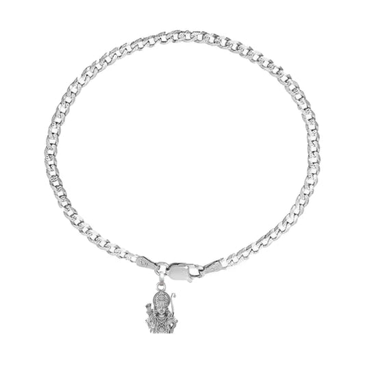 92.5% pure Sterling Silver Curb Designer Bracelet with Charm Ram for Men & Boys
