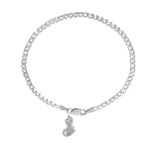 92.5% pure Sterling Silver Curb Designer Bracelet with fashionable Cat for Men