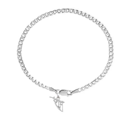 92.5% pure Sterling Silver Curb Designer Bracelet with Charm Ram Name for Men & Boys