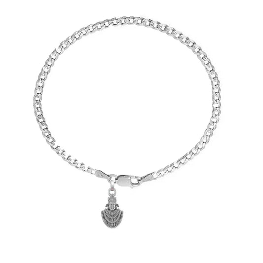 92.5% pure Sterling Silver Curb Designer Bracelet with Charm Khatu Shyam for Men