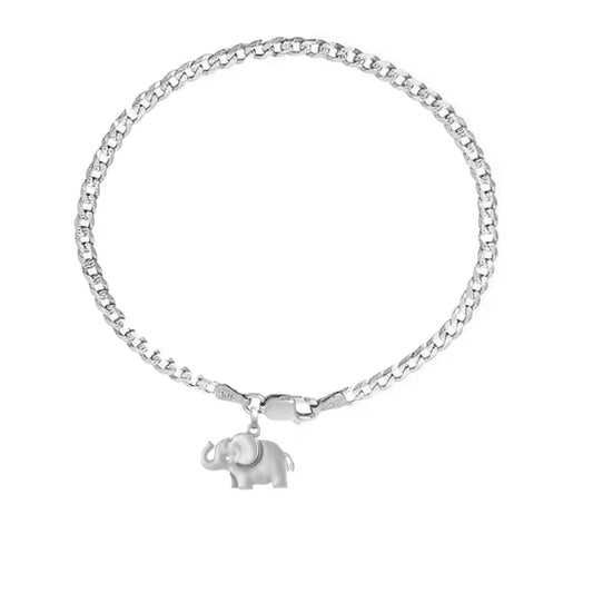 92.5% pure Sterling Silver Curb Designer Bracelet with fashionable Elephant for Men