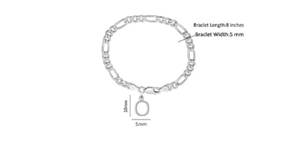92.5% pure Sterling Silver Figaro Designer Bracelet with O Alphabet for Men