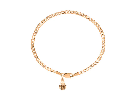22KT gold plated 92.5% pure Sterling Silver Curb Designer Bracelet with Charm Sai Baba for Men & Boy