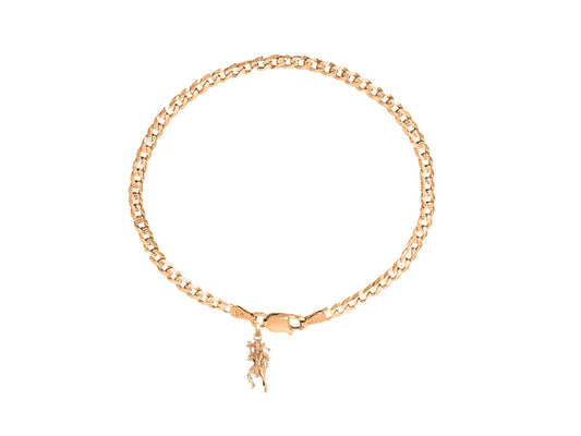 22KT gold plated 92.5% pure Sterling Silver Curb Designer Bracelet with Charm Hanuman ji for Men & Boys