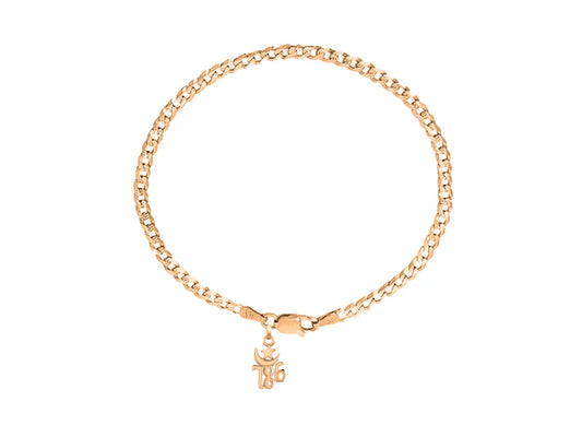 22KT gold plated 92.5% pure Sterling Silver Curb Designer Bracelet with religious 786 charm for Men & Boys
