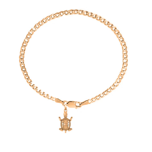 22KT gold plated 92.5% pure Sterling Silver Curb Designer Bracelet with fashionable Tortoise for Men
