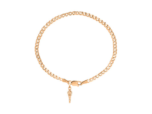 22KT gold plated 92.5% pure Sterling Silver Curb Designer Bracelet with Hanuman Gada for Men & Boys