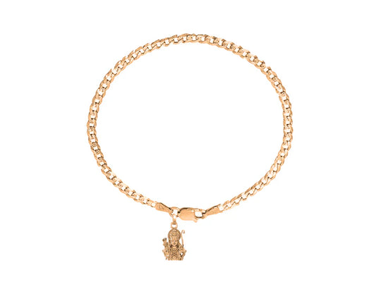 22KT gold plated 92.5% pure Sterling Silver Curb Designer Bracelet with Charm Ram for Men & Boys